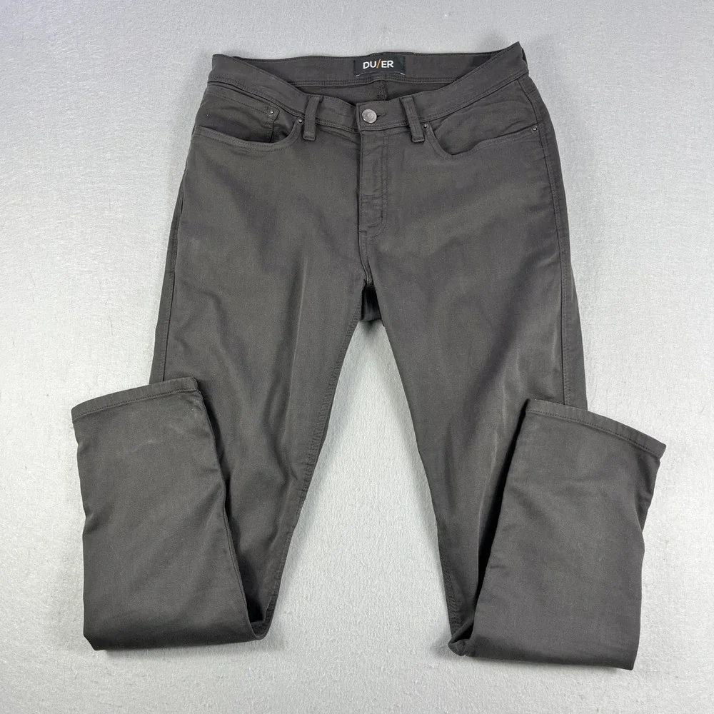 DUER N2X Slim Fit Pants Mens 33x30 Charcoal Grey Performance Stretch 5-Pocket - Picture 2 of 8